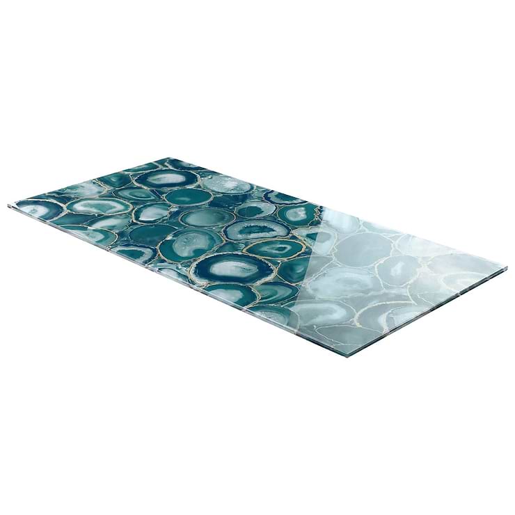 Agate Glass Teal Green 18x36 Polished Glass Tile