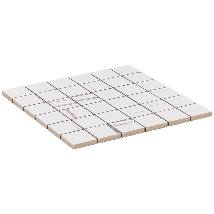 Minera Sahara Blanco White 2x2 Marble Look Matte Mosaic Tile