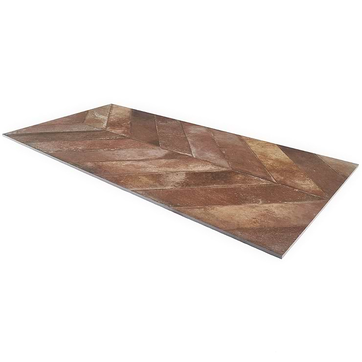 Sculpt Chevron Tobacco Brown 24x48 Natural Porcelain Tile