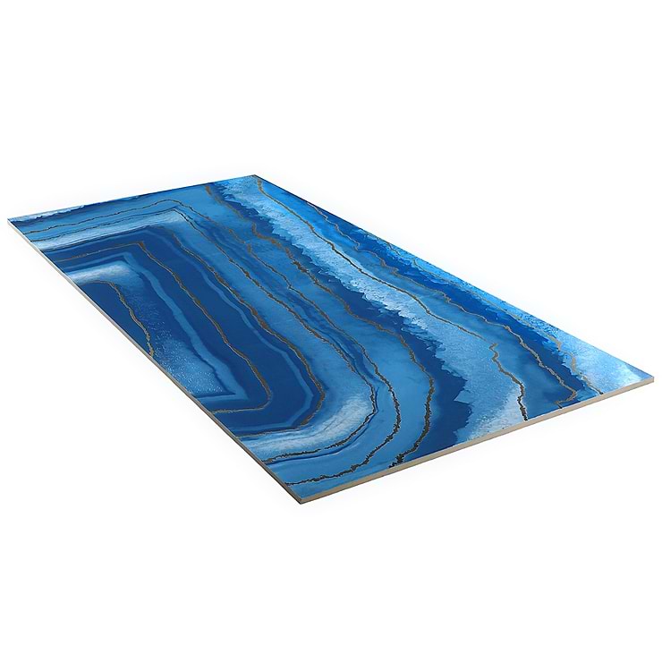 Agate Art Azul Blue 24x48 Artisan Decor Polished Porcelain Tile