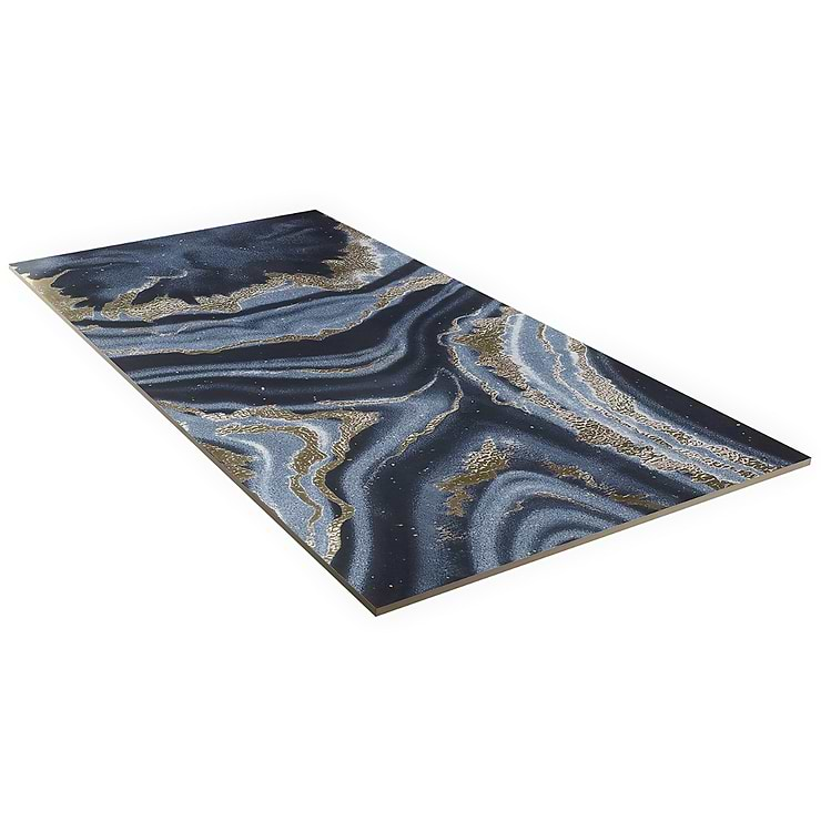 Agate Art Night Black 24x48 Artisan Decor Polished Porcelain Tile