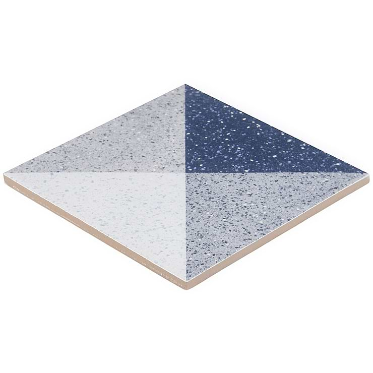 Art Geo by Elizabeth Sutton Terrazzo Deco Blue 8x8 Matte Porcelain Tile: Pattern 2