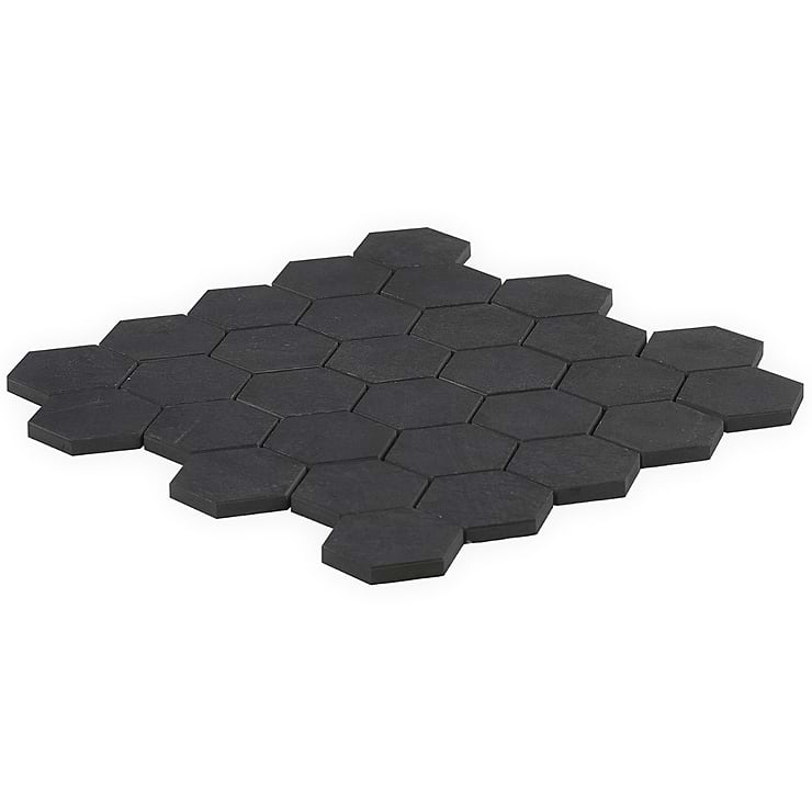 Portrait Black Gold 2" Hexagon Matte Porcelain Mosaic Tile