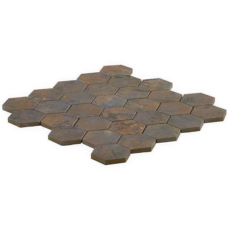 Portrait Copper 2" Hexagon Matte Porcelain Mosaic Tile