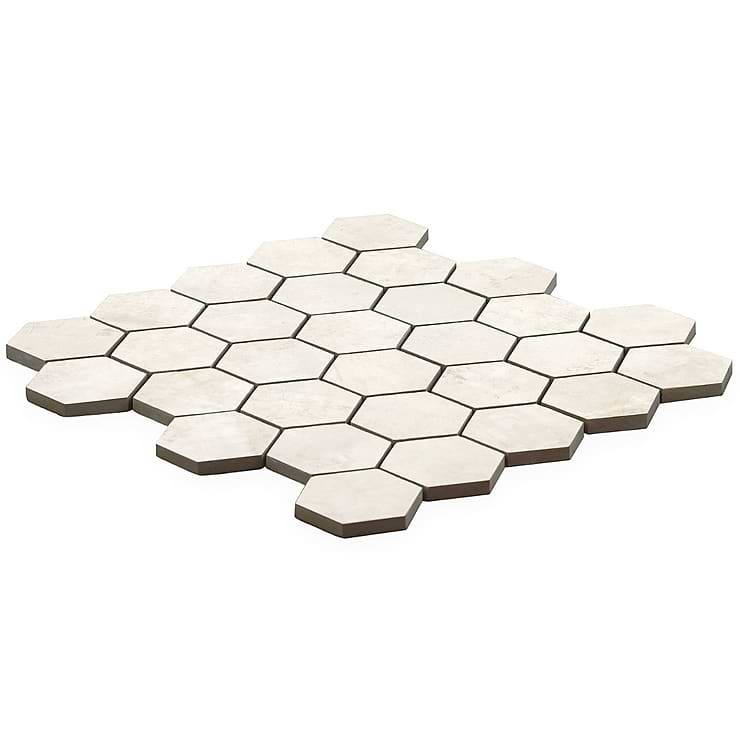 Portrait Ivory 2" Hexagon Matte Porcelain Mosaic Tile