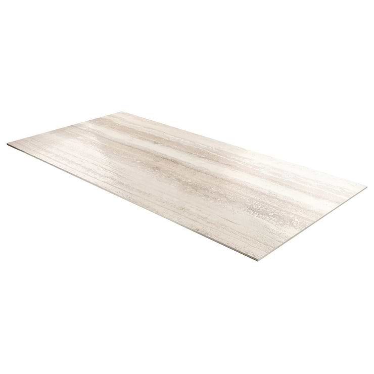 Romani Travertine Crema Beige 24x48 Stone Look Satin Porcelain Tile