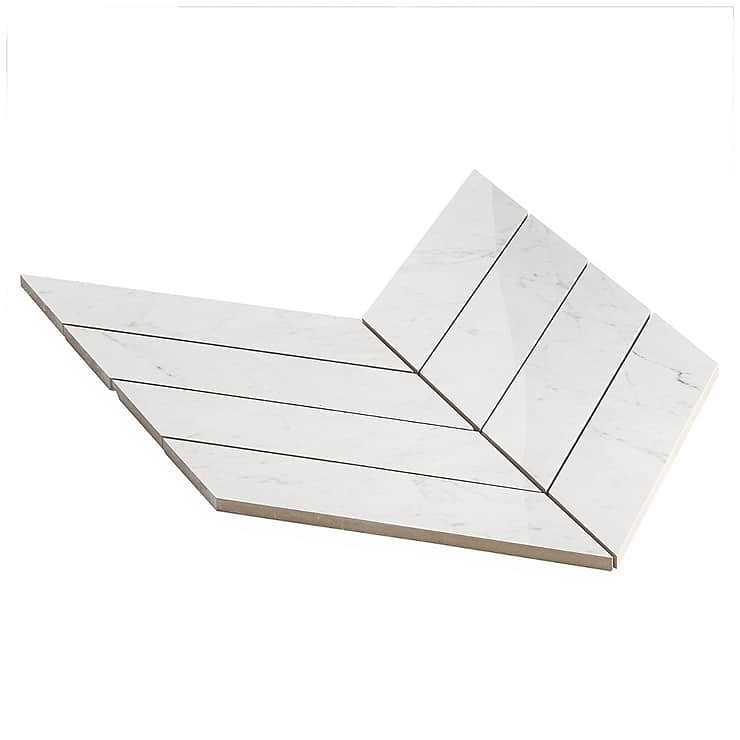 DreamStone Carrara Giola 2x8 Chevron Polished Porcelain Mosaic