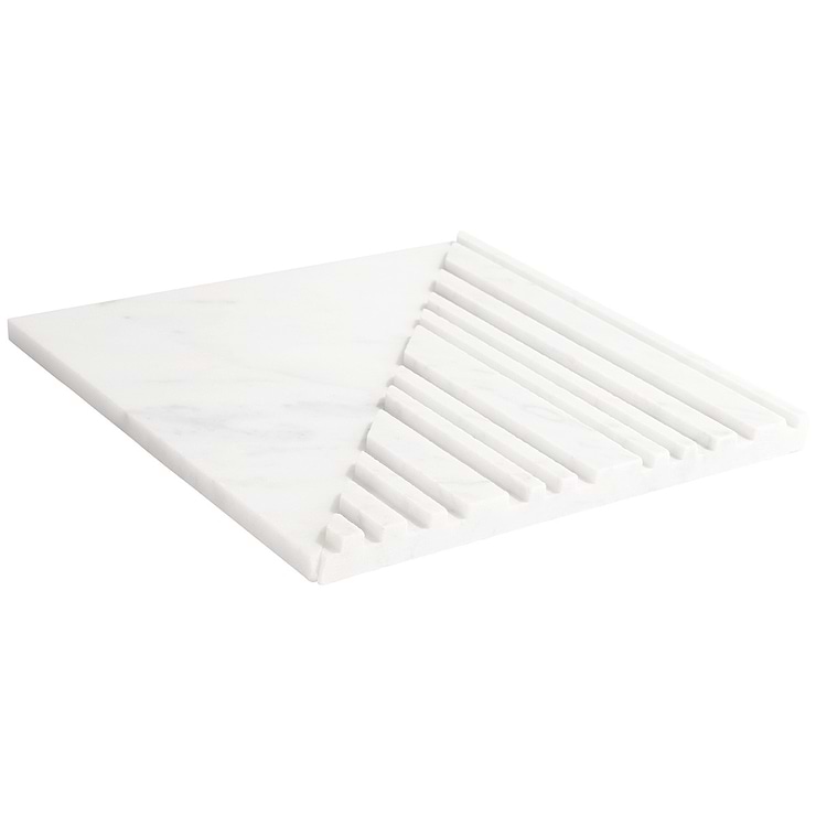 Barcode by Michael Habachy Medio Carrara White 8x8 Textured 3D Honed Marble Tile