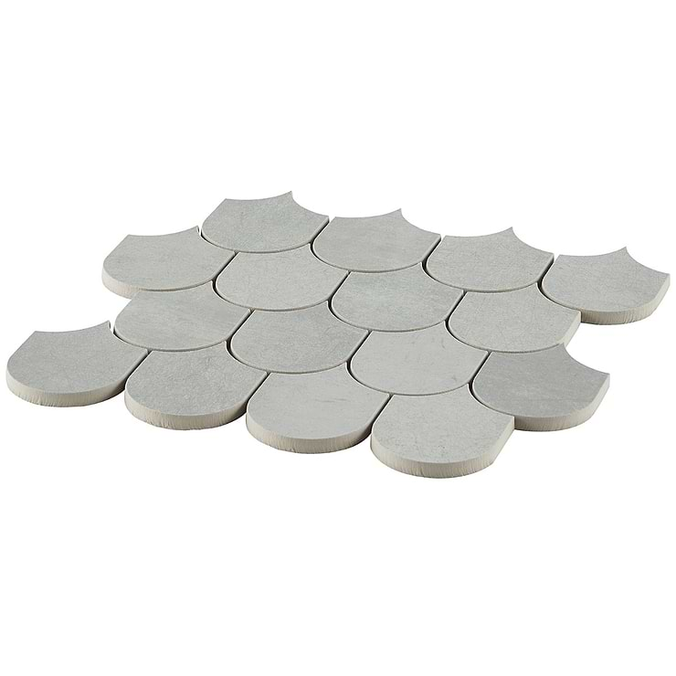 Bond Excalibur Medium Gray Fishscale Plume Matte Porcelain Mosaic Tile