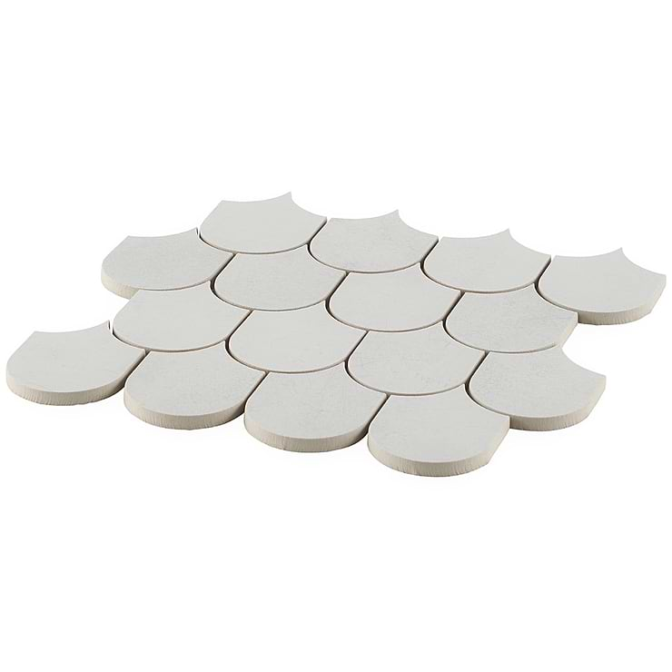 Bond Palladium Light Gray Fishscale Plume Matte Porcelain Mosaic Tile