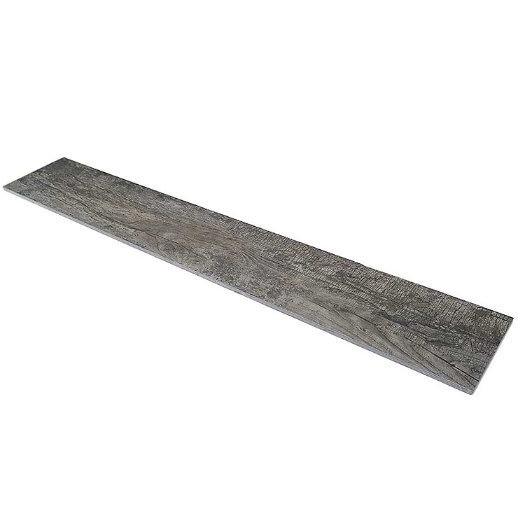 DuJour Charcoal Gray 8x48 Polished Porcelain Wood Look Tile