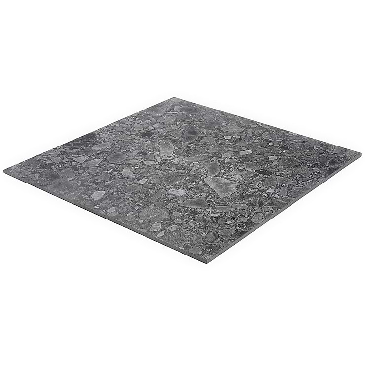 Rizo Charcoal Gray 24x24 Terrazzo Look Matte Porcelain Tile