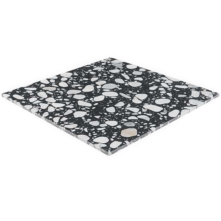 Terrazzo Italy Sacra Nero Black & White 24x24 Honed Terrazzo Tile