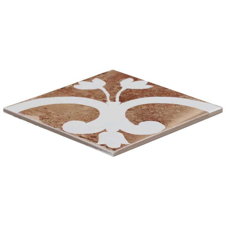 Angela Harris Mediterra Flora Terracotta 8x8 Matte Porcelain Tile