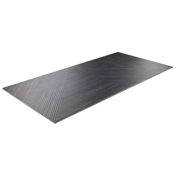 Enso Charcoal Black 24x48 Ribbed Matte Porcelain Wood Look Tile