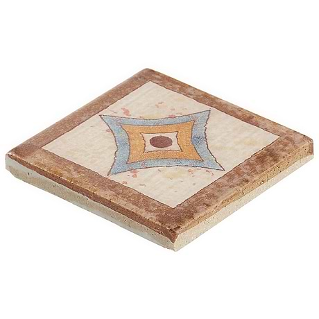 Burgos Terracotta Deco Garden Sun 3x3 Hand Painted Porcelain Insert