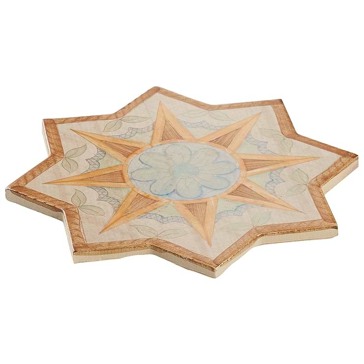 Burgos Terracotta Deco Garden Sun 4-Way Hand Painted Porcelain Border Connector