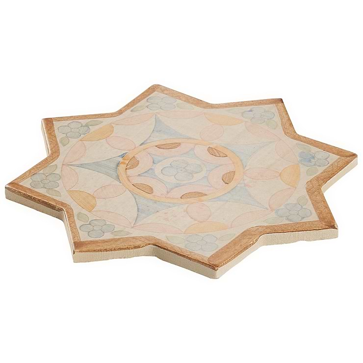 Burgos Terracotta Deco Garden Star 4-Way Hand Painted Porcelain Border Connector