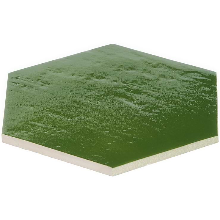 Cavallo Monaco Green 7" Hexagon Glossy Porcelain Tile