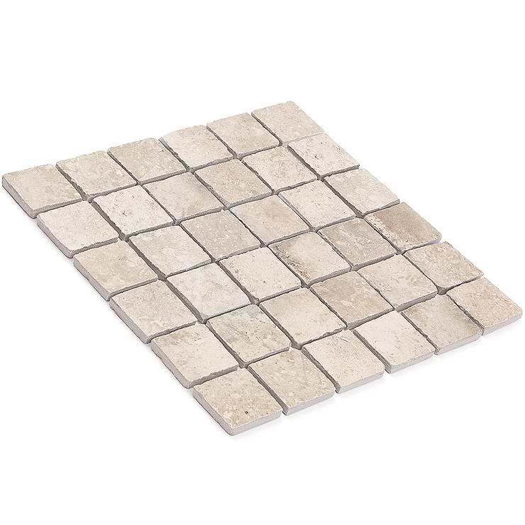 Seville Delfi Dark Beige 2x2 Travertine Look Matte Porcelain Mosaic Tile