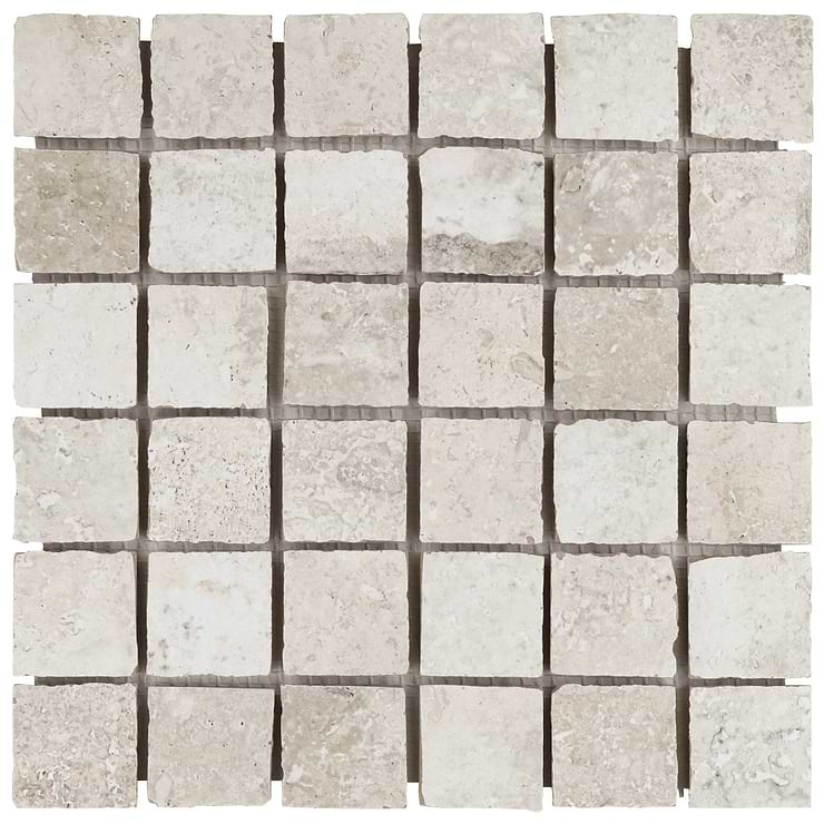 Seville Olimpia White 2x2 Travertine Look Matte Porcelain Mosaic Tile