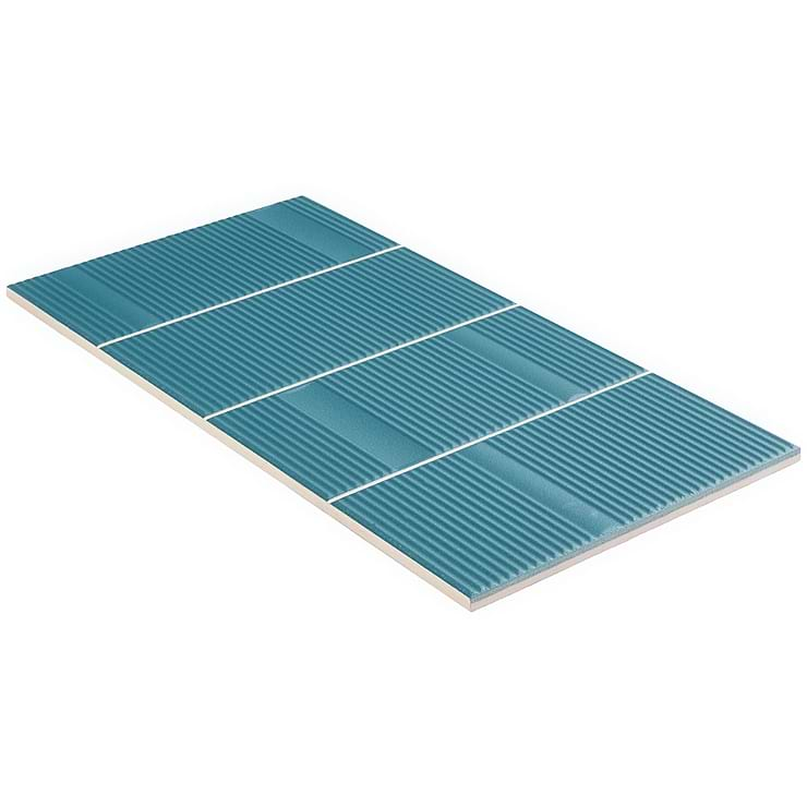 Division Aqua Teal Green 8x16 Fluted 3D Matte Ceramic Wall Tile