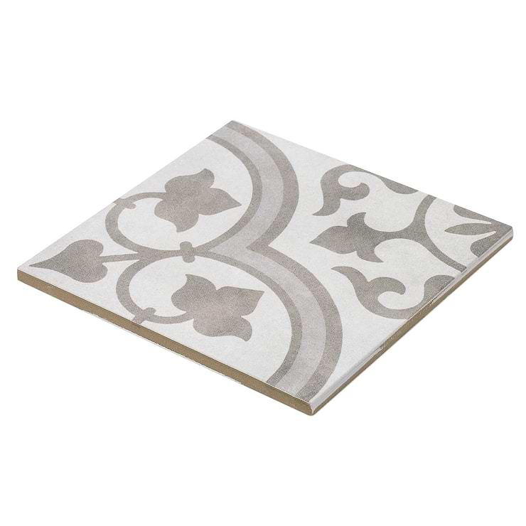 Cascais Silver Ornate 9x9 Matte Porcelain Tile