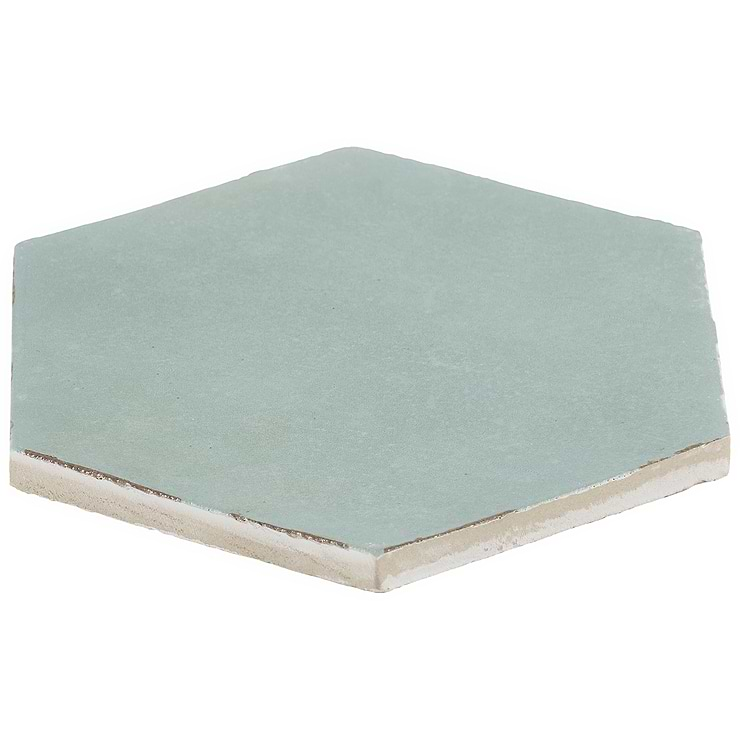 Sasha Hex Bettina Blue Green 6" Matte Porcelain Hexagon Tile