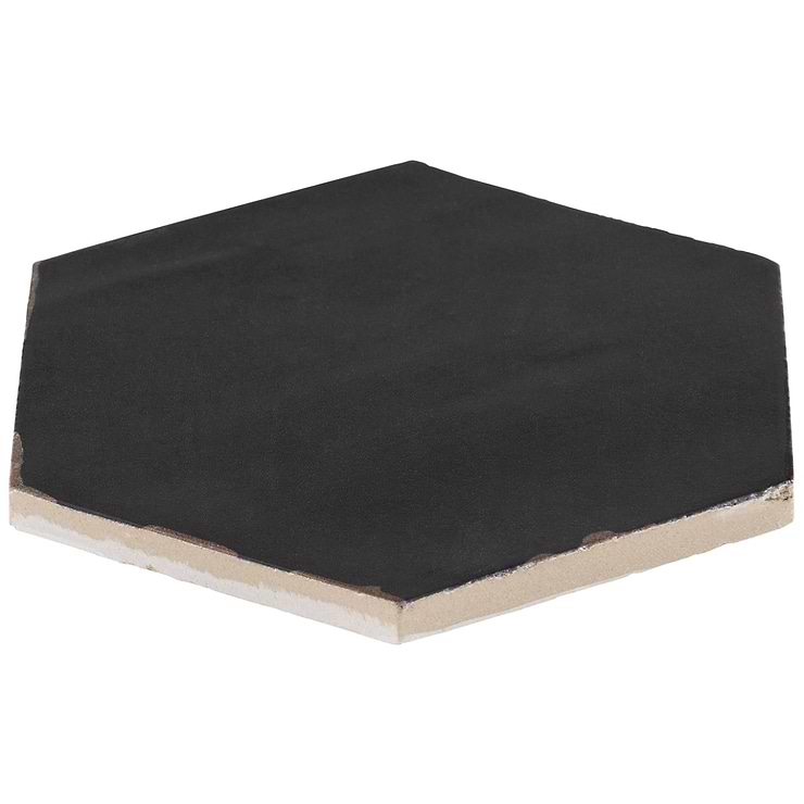 Sasha Hex Sorrentine Nero 6" Matte Porcelain Hexagon Tile