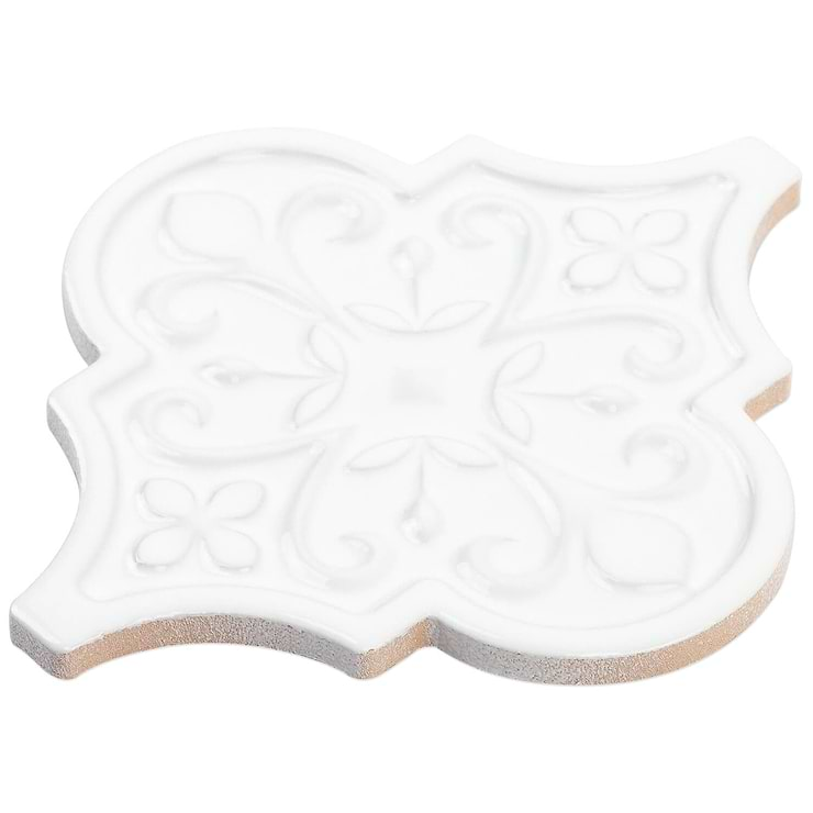 Byzantine Florid Arabesque Bianco Ceramic Wall Tile