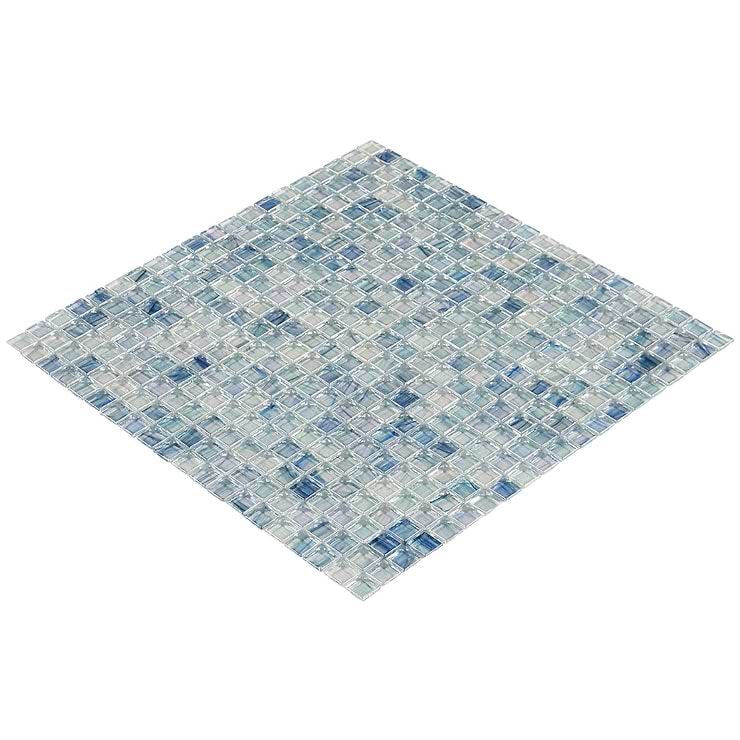 Celeste Harbor Fog Blue 1x1 Glass Polished Mosaic Tile