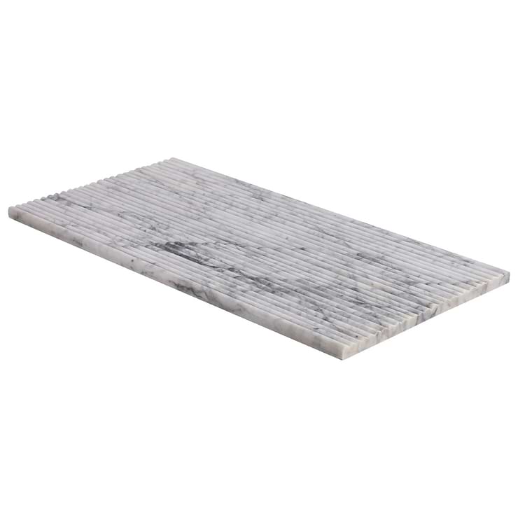 Waves White Lion 12x24 Fluted 3D Honed Marble Tile