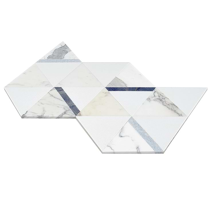 Tres Calacatta Azul 6x7 Polished Marble Mosaic Tile