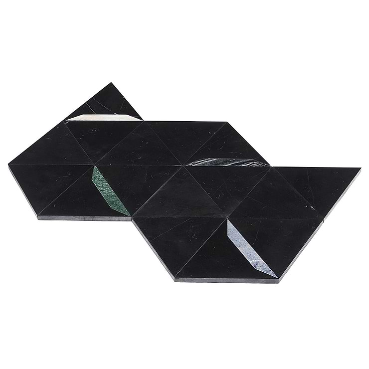 Tres Nero Gem 5x6 Polished Marble Mosaic Tile