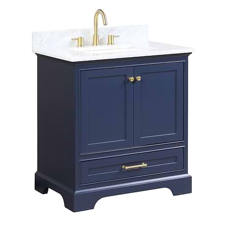 Glendale 30'' Blue Vanity And Marble Counter