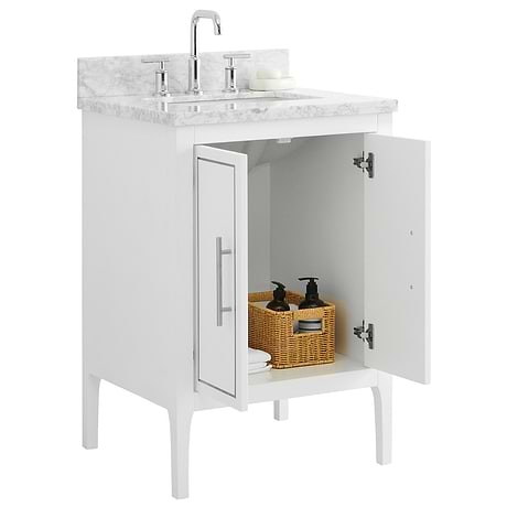 Province White and Silver 24" Single Vanity with Carrara Marble Top 