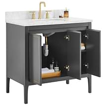 Province Charcoal and Gold 36" Single Vanity with Carrara Marble Top