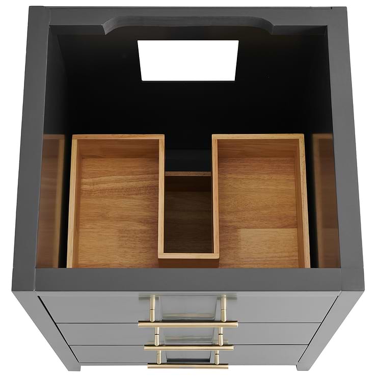 Iconic 24" Charcoal and Gold Vanity with Carrara Marble Top and Ceramic Basin
