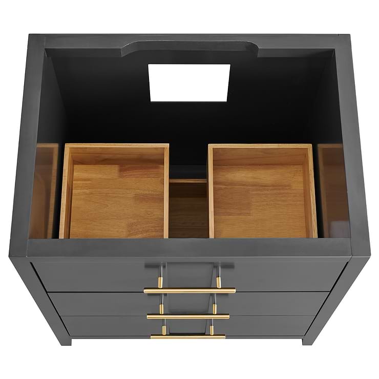 Iconic 30" Charcoal and Gold Vanity with Carrara Marble Top and Ceramic Basin