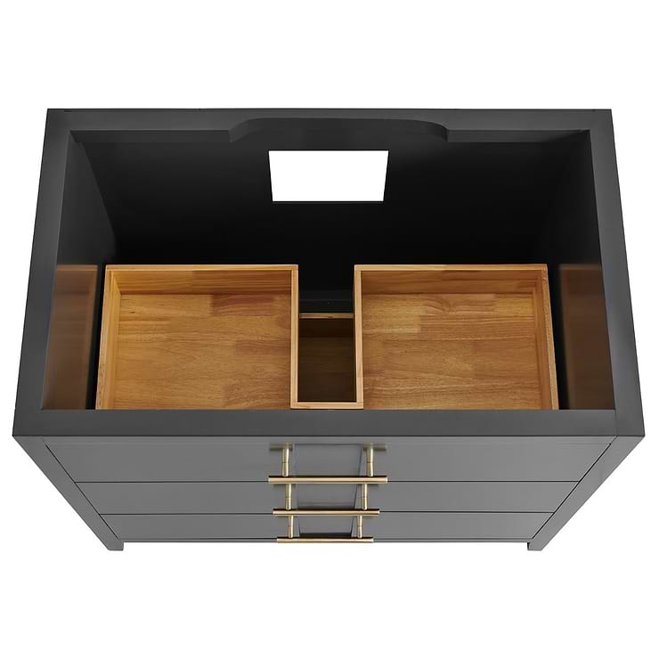 Iconic 36" Charcoal and Gold Vanity with Carrara Marble Top and Ceramic Basin