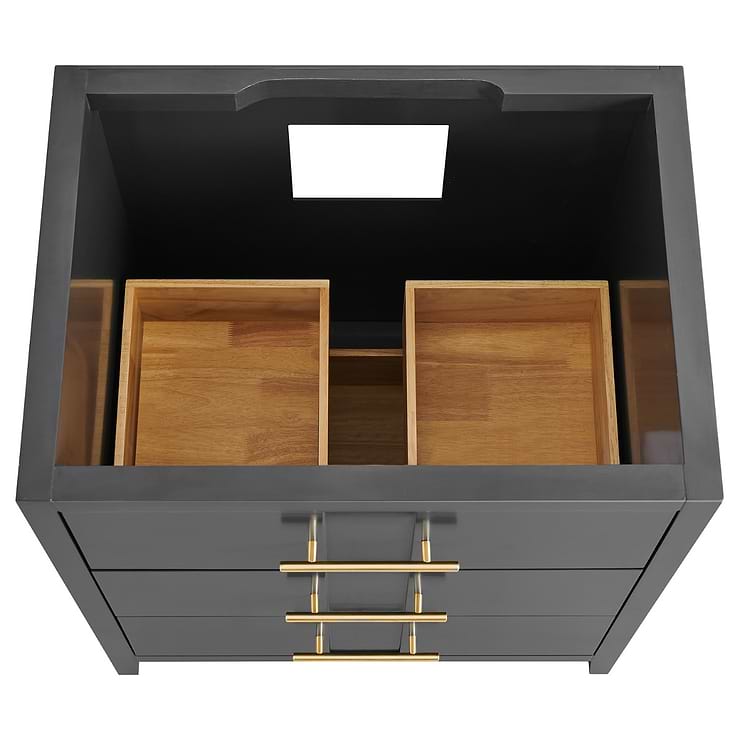 Iconic 30" Charcoal and Gold Vanity with Pure White Quartz Top and Ceramic Basin
