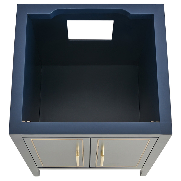 Province Navy and Gold 24" Single Vanity with Pure White Quartz Top