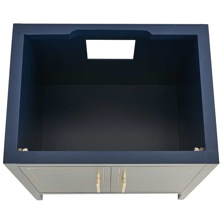 Province Navy and Gold 30" Single Vanity with Pure White Quartz Top