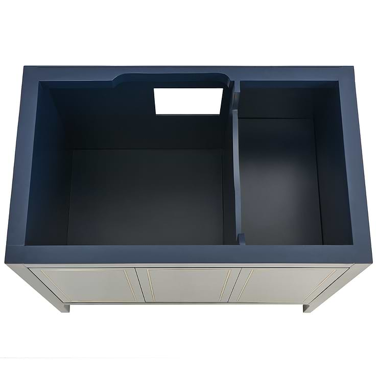 Province Navy and Gold 36" Single Vanity with Pure White Quartz Top 