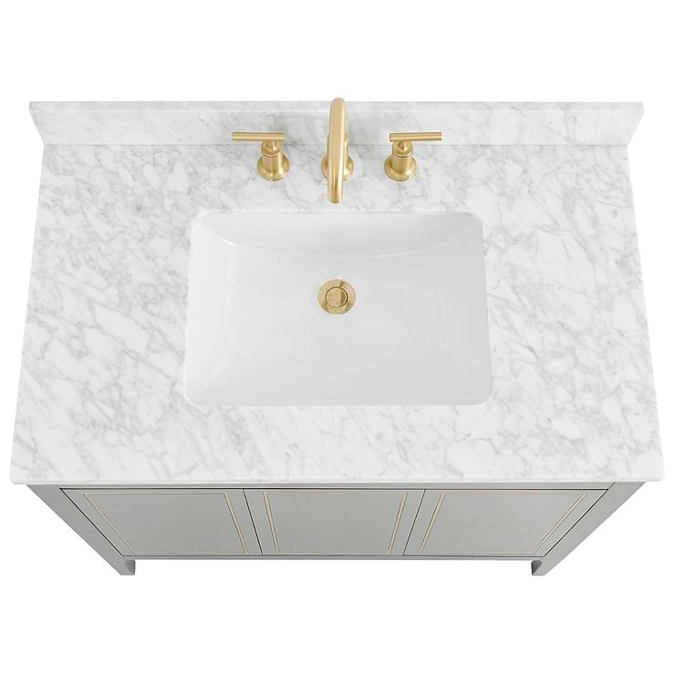 Province Charcoal and Gold 36" Single Vanity with Carrara Marble Top