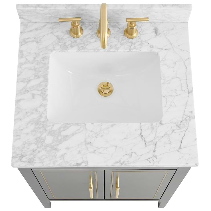 Province Charcoal and Gold 24" Single Vanity with Carrara Marble Top