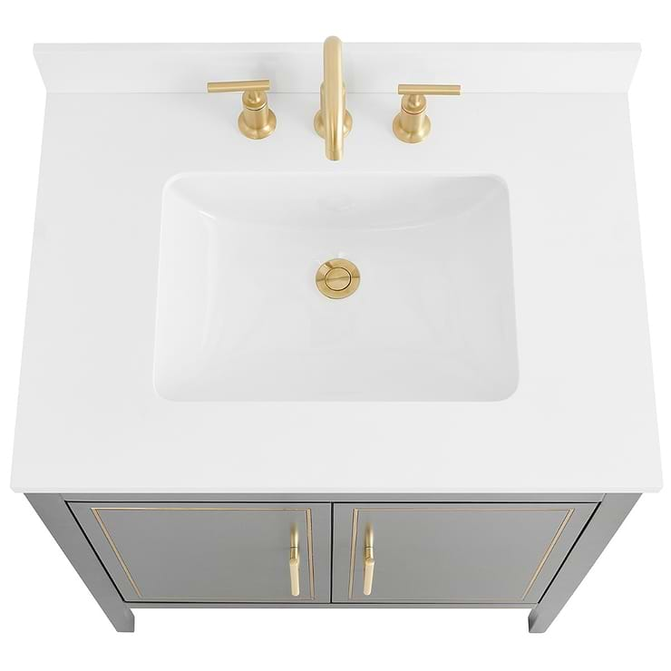 Province Charcoal and Gold 30" Single Vanity with Pure White Quartz Top