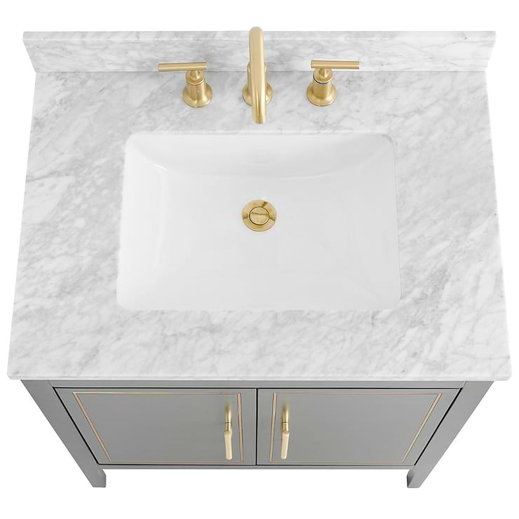 Province Charcoal and Gold 30" Single Vanity with Carrara Marble Top