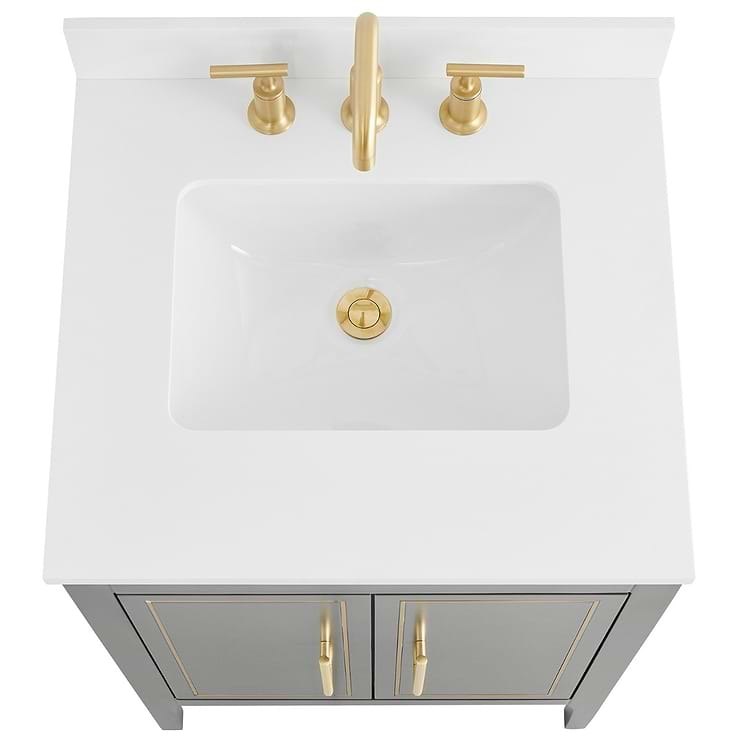 Province Charcoal and Gold 24" Single Vanity with Pure White Quartz Top