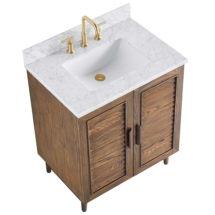 Lowell Dark Walnut 30" Single Vanity with Carrara Marble Top